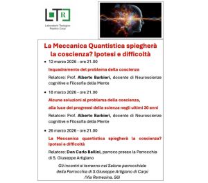 La meccanica Quantistica spiegherà la coscienza ?? 12-18-26 marzo ore 21:00..