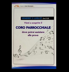 03 luglio 2026 - Coro Parrocchiale - Prova aperta a tutti ore 21..