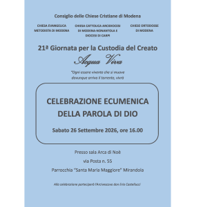Sabato 26 settembre 2026 - 21ª Giornata per la custodia del Creato