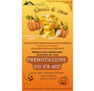 Vendita Ravioli di zucca - Sabato 31 Ottobre