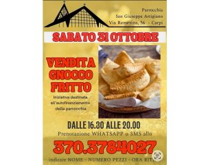 Sabato 31 ottobre - Vendita Gnocco Fritto